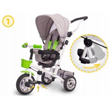 Tricicleta 2 in 1 Ricokids sezut rotativ roti gonflabile RC-601 Gri Verde