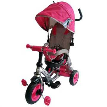 Tricicleta pentru copii Baby Mix Sunrise Turbo Trike Pink cu sezut reversibil, maner reglabil pe inaltime, centura de siguranta, varsta 1-4 ani