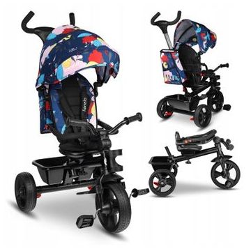 Lionelo - Tricicleta Haari Blue Navy Suport picioare, Control al directiei, Scaun reversibil, 360 grade, Pliabila Lionelo - Tricicleta Haari Blue Navy Suport picioare, Control al directiei, Scaun reversibil, 360 grade, Pliabila