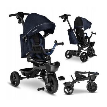Lionelo - Tricicleta Kori Blue Navy Suport picioare, Control al directiei, Scaun reversibil, Rotire 360 grade, Pliabila Lionelo - Tricicleta Kori Blue Navy Suport picioare, Control al directiei, Scaun reversibil, Rotire 360 grade, Pliabila