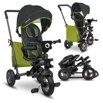 Lionelo - Tricicleta Tris Stone Green Lime, Suport picioare, Control al directiei, Scaun reversibil, 360, Pliabila, Gri Lionelo - Tricicleta Tris Stone Green Lime, Suport picioare, Control al directiei, Scaun reversibil, 360, Pliabila, Gri