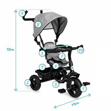 Tricicleta Momi Mila 5 in 1 grey