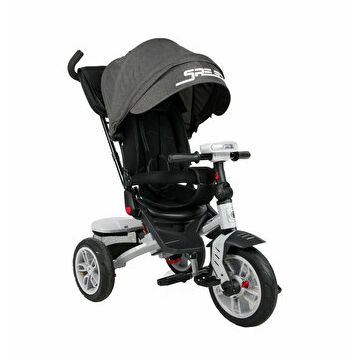 Tricicleta multifunctionala 4 in 1, Speedy Air, roti cu camera, scaun rotativ, Black