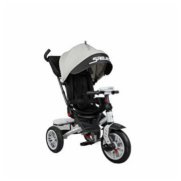 Tricicleta multifunctionala 4 in 1, Speedy Air, roti cu camera, scaun rotativ, Grey & Black