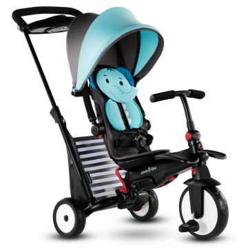 Tricicleta pentru copii Smart Trike STR5 Elephant 7 in 1 pliabila, dotata cu frana, scaun rabatabil, sistem patentat Touch Steering si cu certificare de carucior, varsta 9 luni+