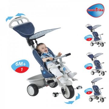 Tricicleta Smart Trike Recliner Stroller 4 in 1 Denim