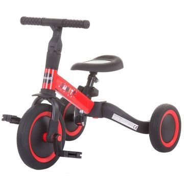 Tricicleta copii, Chipolino, Smarty 2 in 1 Mecanism de pedalare libera, Rosu