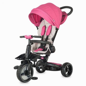 Coccolle - Tricicleta Alto Suport picioare, Control al directiei, Spatar reglabil, Pliabila, Roz Coccolle - Tricicleta Alto Suport picioare, Control al directiei, Spatar reglabil, Pliabila, Roz