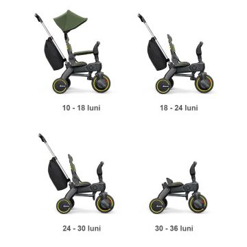 Doona - Tricicleta Liki Trike S3 Desert , Suport picioare, Control al directiei, Spatar reglabil, Pliabila, Verde
