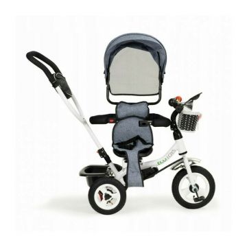Tricicleta copii, Ecotoys, JM-066-9L, Mecanism de pedalare libera, Suport picioare, Control al directiei, Rotire 360 grade, Gri