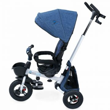 Tricicleta copii, Kids Care Davos Mecanism de pedalare libera, Suport picioare, Control al directiei, Spatar reglabil, Rotire 360 grade, Pliabila, Albastru