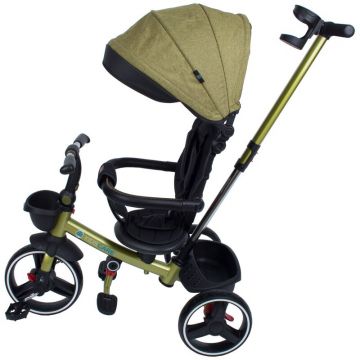 Tricicleta copii, Kids Carepliabila Impera kaki, scaun rotativ, copertina de soare, maner pentru parinti