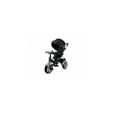 Tricicleta cu pedale pentru copii, cu scaun rotativ, negru, LeanToys, 2602