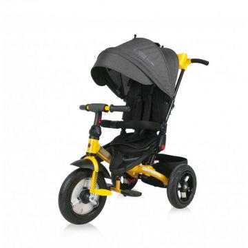 Tricicleta copii, Lorelli, Jaguar Air Wheels Suport picioare, Control al directiei, Rotire 360 grade, Scaun reglabil, Galben/Negru