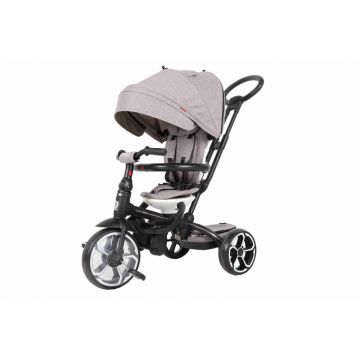 Tricicleta copii, Qplay4 in 1, Prime, Cu sezut reversibil, De la 10 luni la 36 luni, Gri, Resigilat