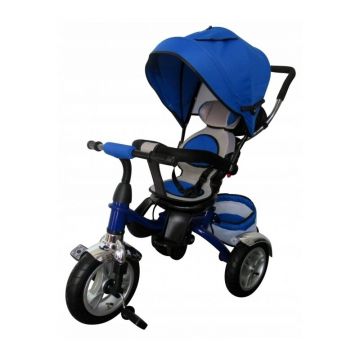 Tricicleta copii, R-Sport, T3 Jeans Suport picioare, Control al directiei, Rotire 360 grade, Albastru