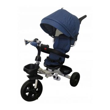 R-Sport - Tricicleta T4 Jeans Suport picioare, Control al directiei, Rotire 360 grade, Albastru