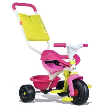 Tricicleta copii, Smoby, Be Fun Confort Mecanism de pedalare libera, Suport picioare, Control al directiei, Roz