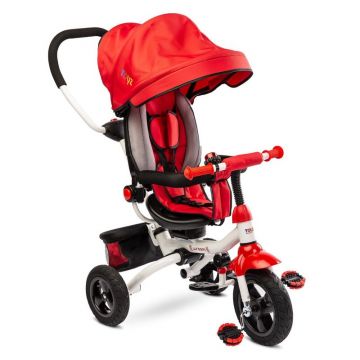 Tricicleta copii, Toyz, Mecanism de pedalare libera, Suport picioare, Control al directiei, Pliabila Wroom, Rosu