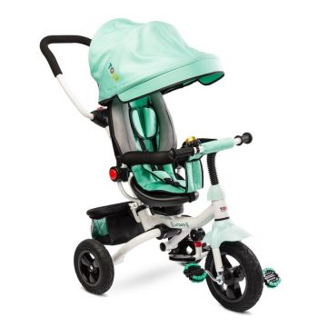 Tricicleta copii, Toyz, Wroom cu scaun reversibil, Cu mecanism de pedalare libera, Suport picioare, Control al directiei, Pliabila, Turcoaz
