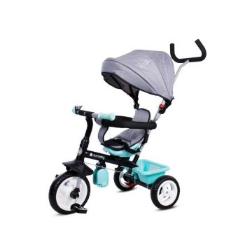 Tricicleta copii, Fresh 360 Mecanism de pedalare libera, Control al directiei, Scaun reversibil, Gri/Turcoaz