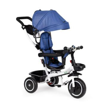 Tricicleta copii, Ecotoys, cu scaun rotativ, control parental, Albastra