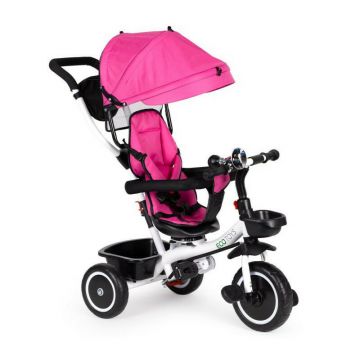 Tricicleta copii, Ecotoys, cu scaun rotativ, control parental, Roz