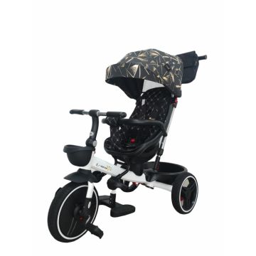 Tricicleta pliabila, cu pozitie de somn si scaun reversibil, SL01 - negru cu auriu