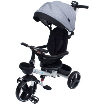 Tricicleta Pliabila pentru Copii KidsCare Impera Gri cu Scaun rotativ, Copertina de soare, Maner pentru Parinti