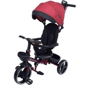 Tricicleta Pliabila pentru Copii KidsCare Impera Rosu cu Scaun rotativ, Copertina de soare, Maner pentru Parinti
