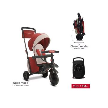 Tricicleta Smart Trike Pliabila 7 in 1 600 Rosu