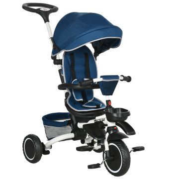HOMCOM Tricicleta 7 in 1 pentru copii, Tricicleta pentru copii cu scaun rotativ, maner de impingere reglabil | AOSOM RO