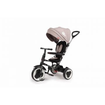 Tricicleta copii, Qplay, Rito Deluxe, 3 in 1, Pliabila, Cu suport de picioare, Control al directiei, Scaun reglabil, Pana in 25 kg, 10-36 luni, Gri