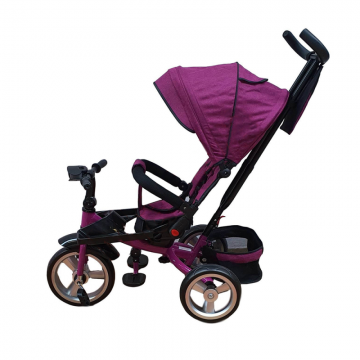 Tricicleta copii reversibila Premium cu pozitie de somn si cosulet mov, Karemi