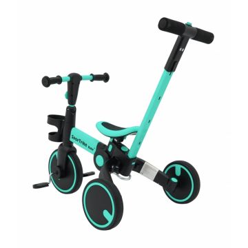 Tricicleta cu pedale 3 in 1 si roti din cauciuc SporTrike albastru
