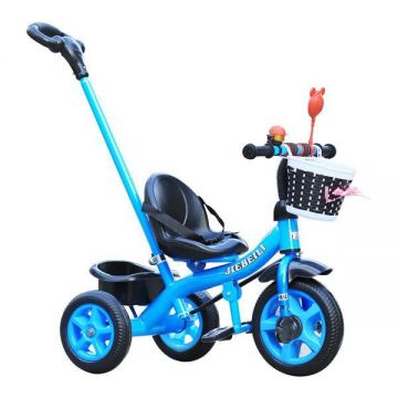 Tricicleta cu pedale pentru copii 2-5 ani, cu maner parental detasabil, Albastra
