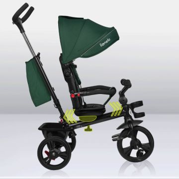 Tricicleta Lionelo Haari scaun reversibil rotire 360 grade pliabila verde