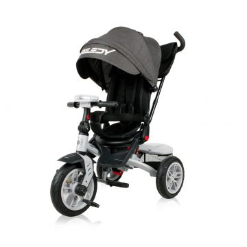 Tricicleta multifunctionala, 4 in 1, roti gonflabile, scaun rotativ, Lorelli Speedy Air, Black