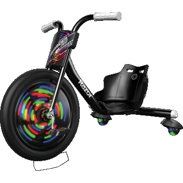 Tricicleta pentru copii cu joc de lumini 5+ ani Razor RipRider 360 Lightshow Negru