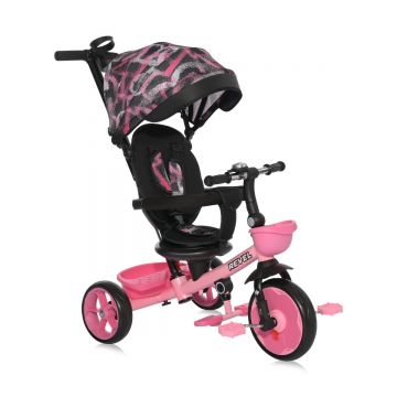Tricicleta pentru copii cu sezut rotativ la 360 grade, Lorelli Revel, 1-5 ani, Pink Grunge