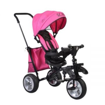 Tricicleta pliabila cu control parental Byox Scar - roz, pliabila, reglabil, reversibil