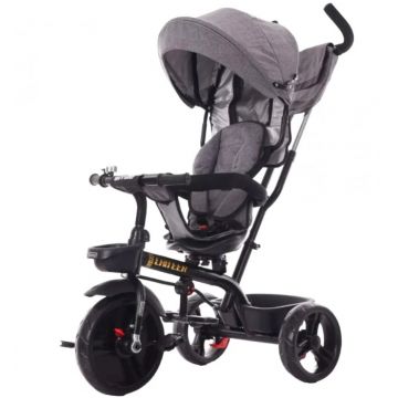 Tricicleta reversibila, pozitie de somn, cu claxon si gentuta, Smile 656 gri