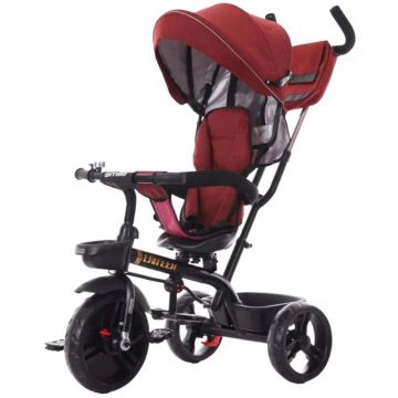 Tricicleta reversibila, pozitie de somn, cu claxon si gentuta, Smile 656 rosu