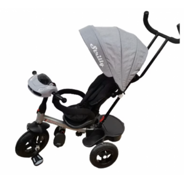 Tricicleta reversibila, pozitie de somn, cu lumina si sunete, T500 Gri
