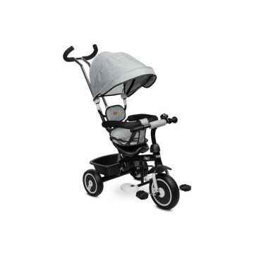 Tricicleta, Toyz, Buzz, Pliabila, Reglabila pe inaltime 3 trepte, Cu suport de picioare, Cos jucarii, Cu sonerie, 18 luni - 5 ani, Gri