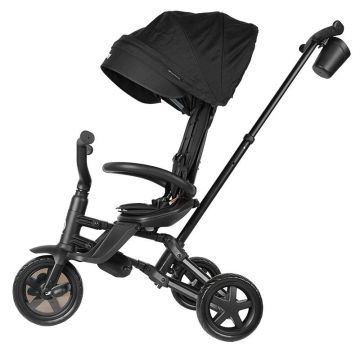 Tricicleta pentru copii Qplay Nova Niello Negru ultrapliabila, cu cadru din aluminiu, sezut reversibil 360, spatar reglabil, suport pentru picioare, roti din cauciuc Eva de la 10 luni pana la 25 kg