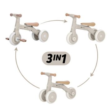 Bicicleta/tricicleta, Petite&Mars, Bingo, 3 in 1, Multifunctionala, Cu/fara pedale, Ghidon directionabil, Sa reglabila pe inaltime, 2.3 kg, Pana la 25 kg, 12-36 luni, Bej