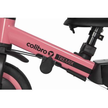 Tricicleta pentru copii Colibro Tremix Up Rose Ride On 5 in 1 transformabila, cu maner, scaun reglabil pe inaltime, maner detasabil