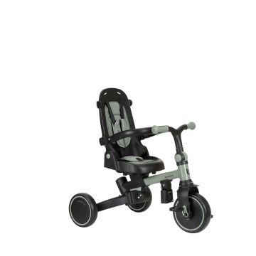 Tricicleta 8in1 pentru copii KikkaBoo Aluma Green,de la 12 luni,cadru din aluminiu,sezut rotativ,spatar reglabil,maner parental reglabil,copertina reglabiladetasabila,centura de siguranta