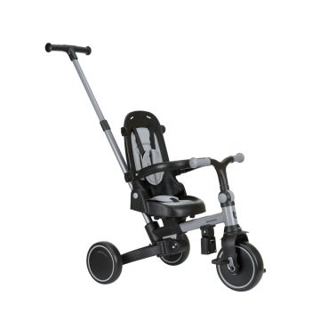 Tricicleta 8in1 pentru copii KikkaBoo Aluma Grey,de la 12 luni,cadru din aluminiu,sezut rotativ,spatar reglabil,maner parental reglabil,copertina reglabiladetasabila,centura de siguranta